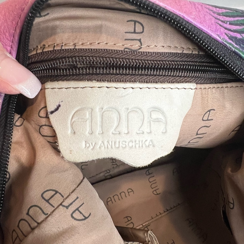 ANUSCHKA 🌷ANNA BY ANUSCHKA LEATHER HAND-PAINTED TRIPLE COMPARTMENT SATCHEL - Picture 14 of 16